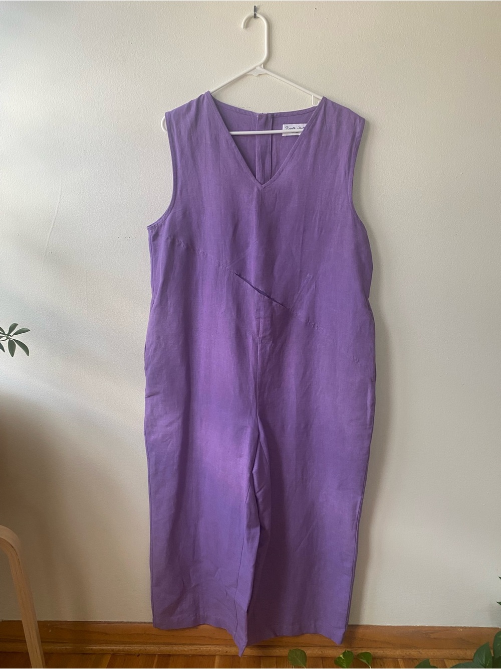 Rujuta Sheth Purple Sleeveless Linen Jumpsuit